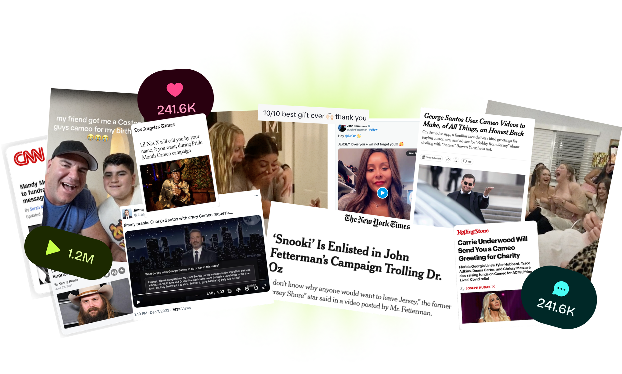 Collage of Cameo reactions