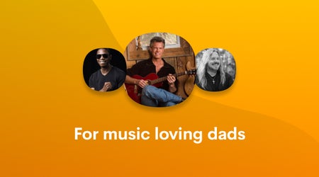 Image of 3 musicians and words "For music loving dads"