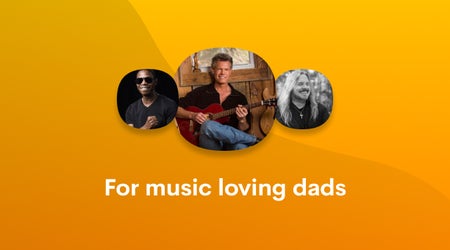 Image of 3 musicians and words "For music loving dads"
