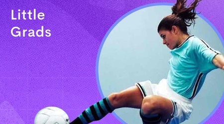 Image of Mia Hamm and the words "Little Grad"