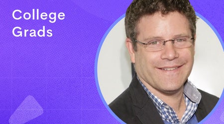 "Image of Sean Astin withe the words College Grad"
