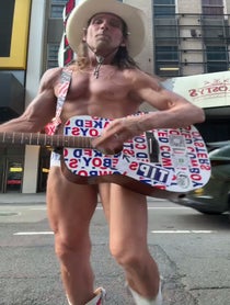 Poster for Birthday video from The Naked Cowboy