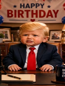 Poster for Birthday video from Baby Trump | Baby News Network