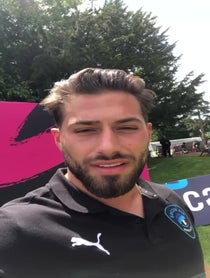Poster for Pep Talk video from Noah Beck, Carli Lloyd and Kem Cetinay