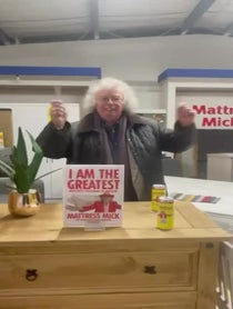 Poster for Birthday video from Mattress Mick