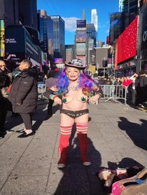Poster for Holiday video from The Naked Cowgirl Sandy Kane