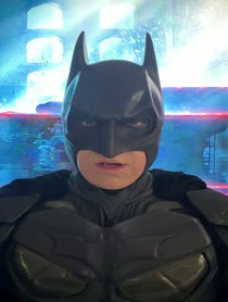 Poster for Holiday video from Batman impersonator