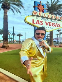 Poster for Pep Talk video from Las Vegas Sign "Gold Elvis" Breen-Presley