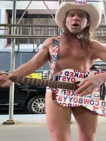 Poster for Birthday video from The Naked Cowboy