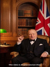 Poster for Pep Talk video from Winston Churchill AI