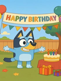 Poster for Birthday video from Bluey Heeler or Bingo Heeler
