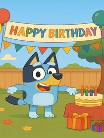 Poster for Birthday video from Bluey Heeler or Bingo Heeler