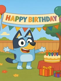 Poster for Birthday video from Bluey Heeler or Bingo Heeler