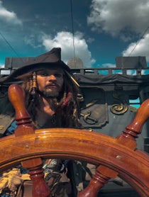 Poster for Birthday video from English/Greek Captain Jack Sparrow Impersonator