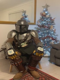 Poster for Holiday video from “Mando” Mandalorian (cosplayer)