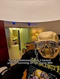 Poster for Birthday video from Vic Rattlehead
