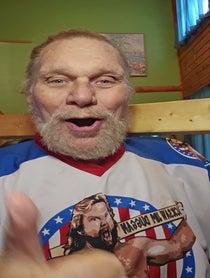 Poster for Birthday video from Hacksaw Jim Duggan
