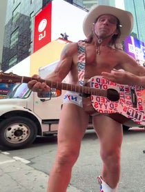Poster for Pep Talk video from The Naked Cowboy
