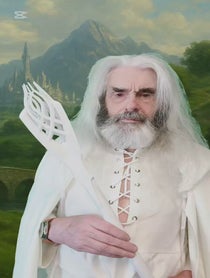 Poster for Birthday video from Gandalf and Saruman lookalike