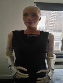 Poster for Pep Talk video from Sophia the Robot
