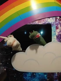 Poster for Birthday video from Unicorn & Dragon Puppet Show